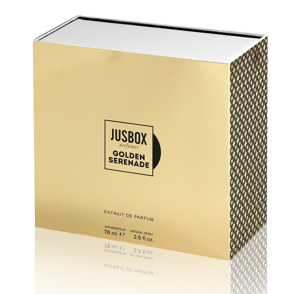 Golden Serenade estratto di profumo, fragranza legnosa orientale unisex ispirata al jazz e allo swing anni ’40 – Jusbox