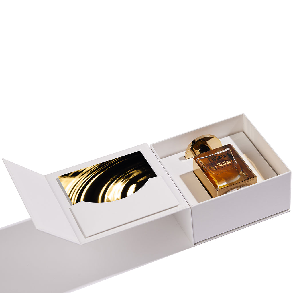 Golden Serenade estratto di profumo, fragranza legnosa orientale unisex ispirata al jazz e allo swing anni ’40 – Jusbox
