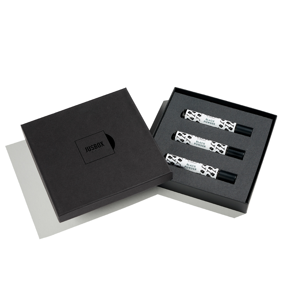Black Powder fragranza cuoiata creata da Julien Rasquinet ispirata ai Nirvana e agli MTV Music Awards del 1992 made in Italy – Jusbox